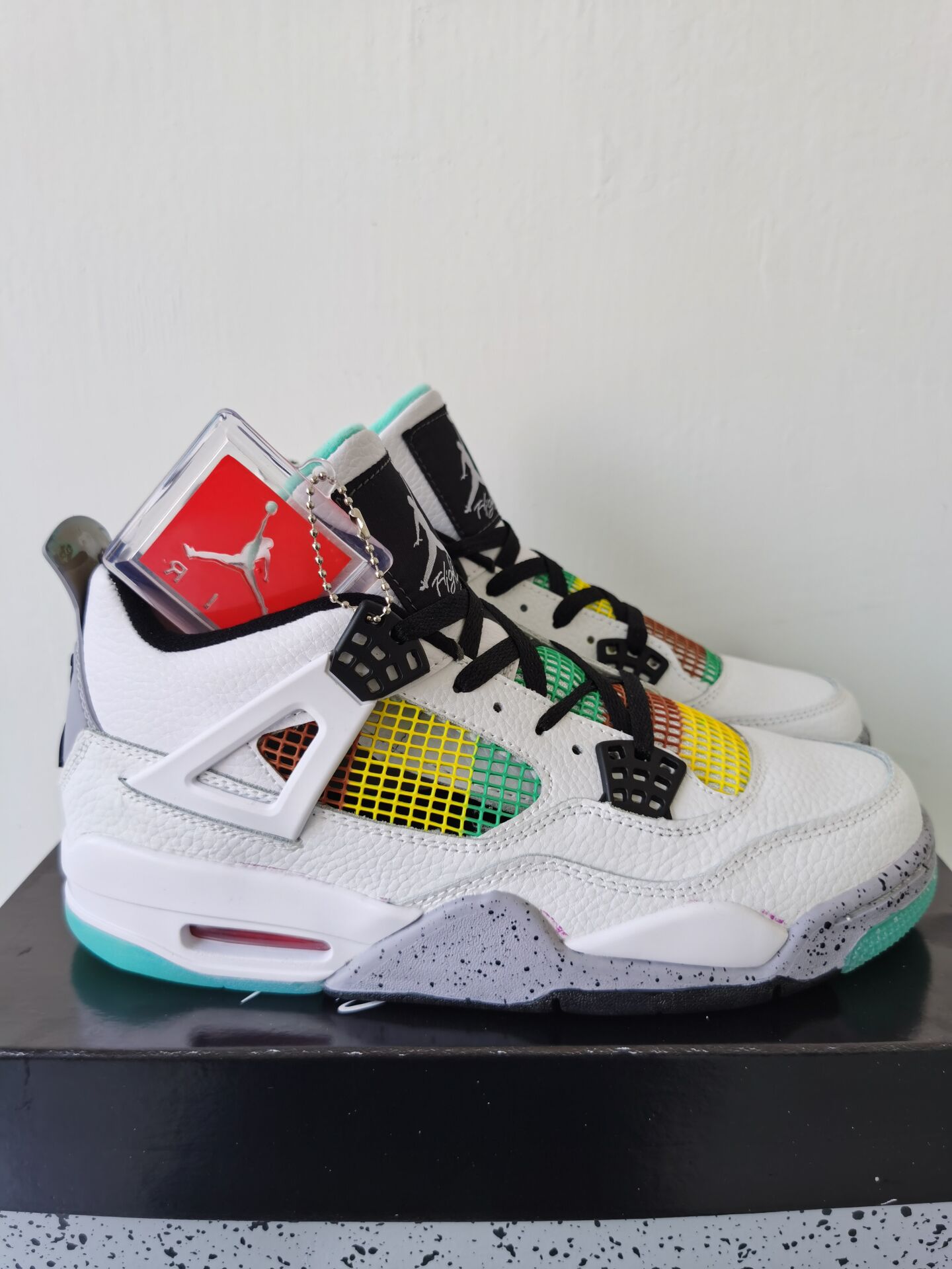 New Air Jordan 4 Carnival White Black Green Shoes - Click Image to Close